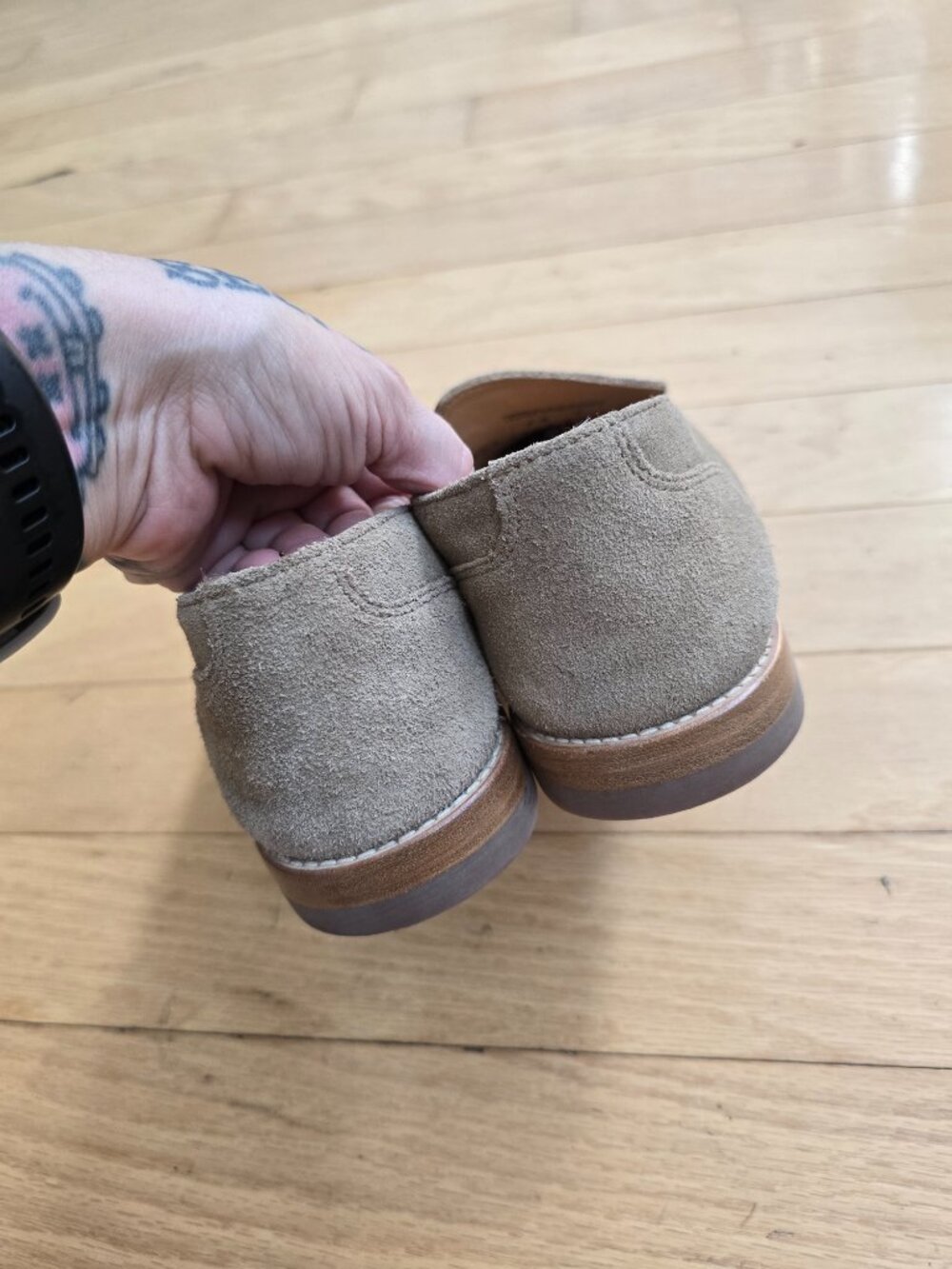 Tecovas | Venetian Taupe Suede Minimalist Quiet Luxury Loafers | Mens 7.5 - Picture 7 of 10
